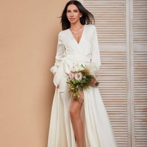 Simple silk wedding dress